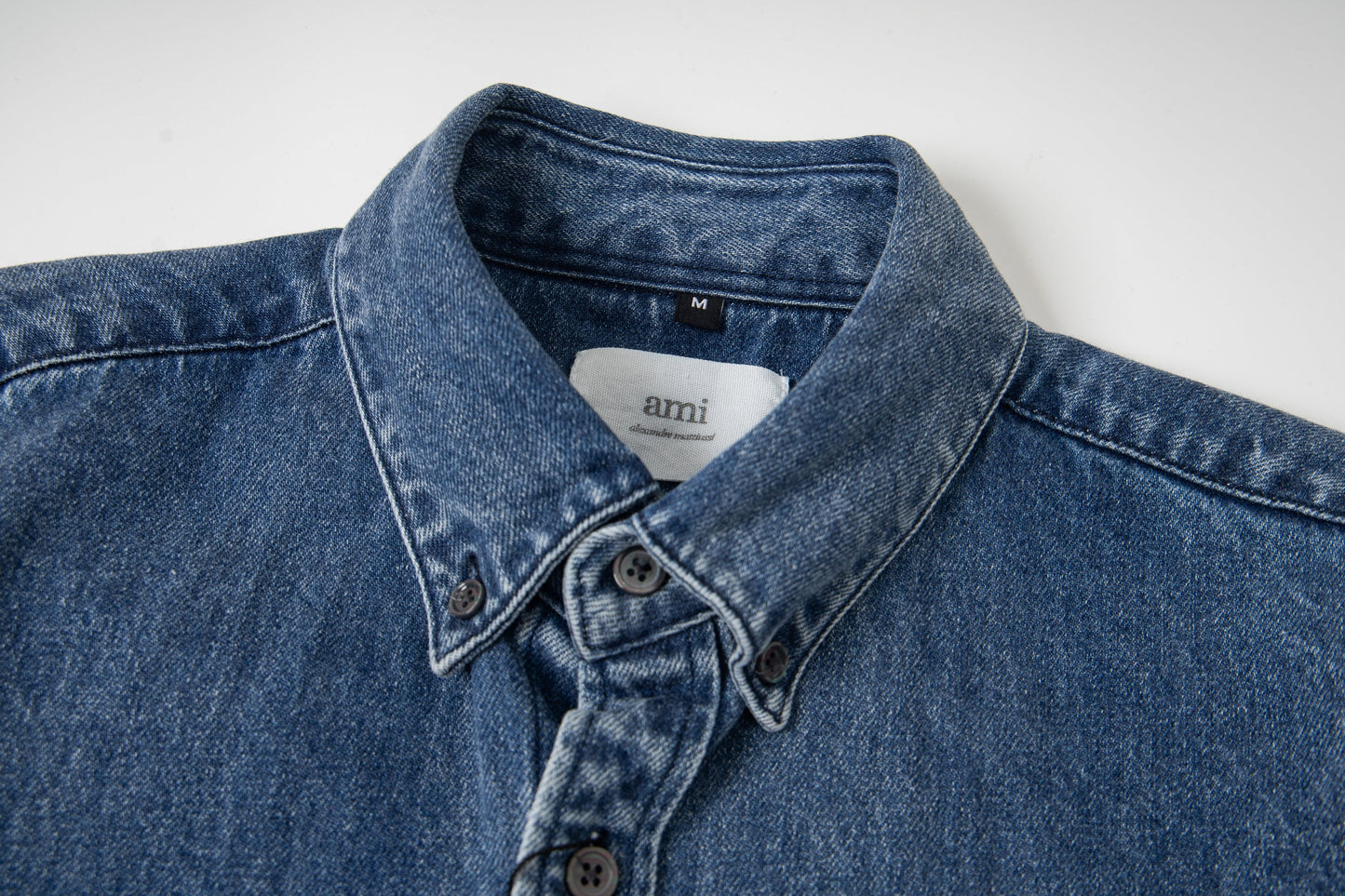 Ami Heart Logo Embroidered Denim Shirt 852