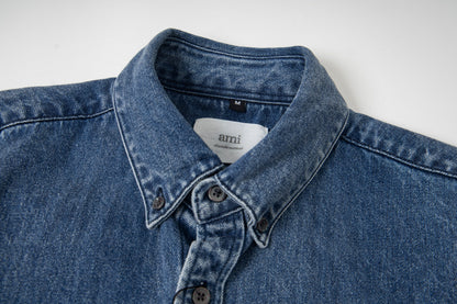 Ami Heart Logo Embroidered Denim Shirt 852