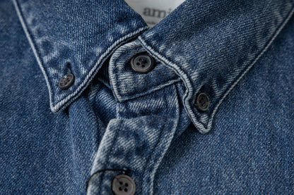 Ami Heart Logo Embroidered Denim Shirt 852