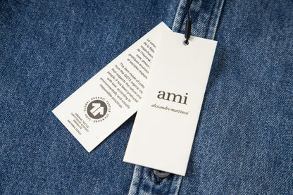 Ami Heart Logo Embroidered Denim Shirt 852