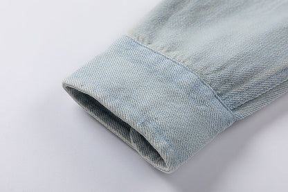 Ami Heart Logo Embroidered Denim Shirt 816