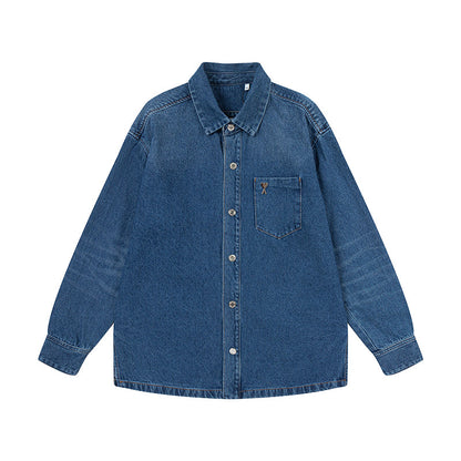 Ami Metal Heart Embellished Denim Jacket 834
