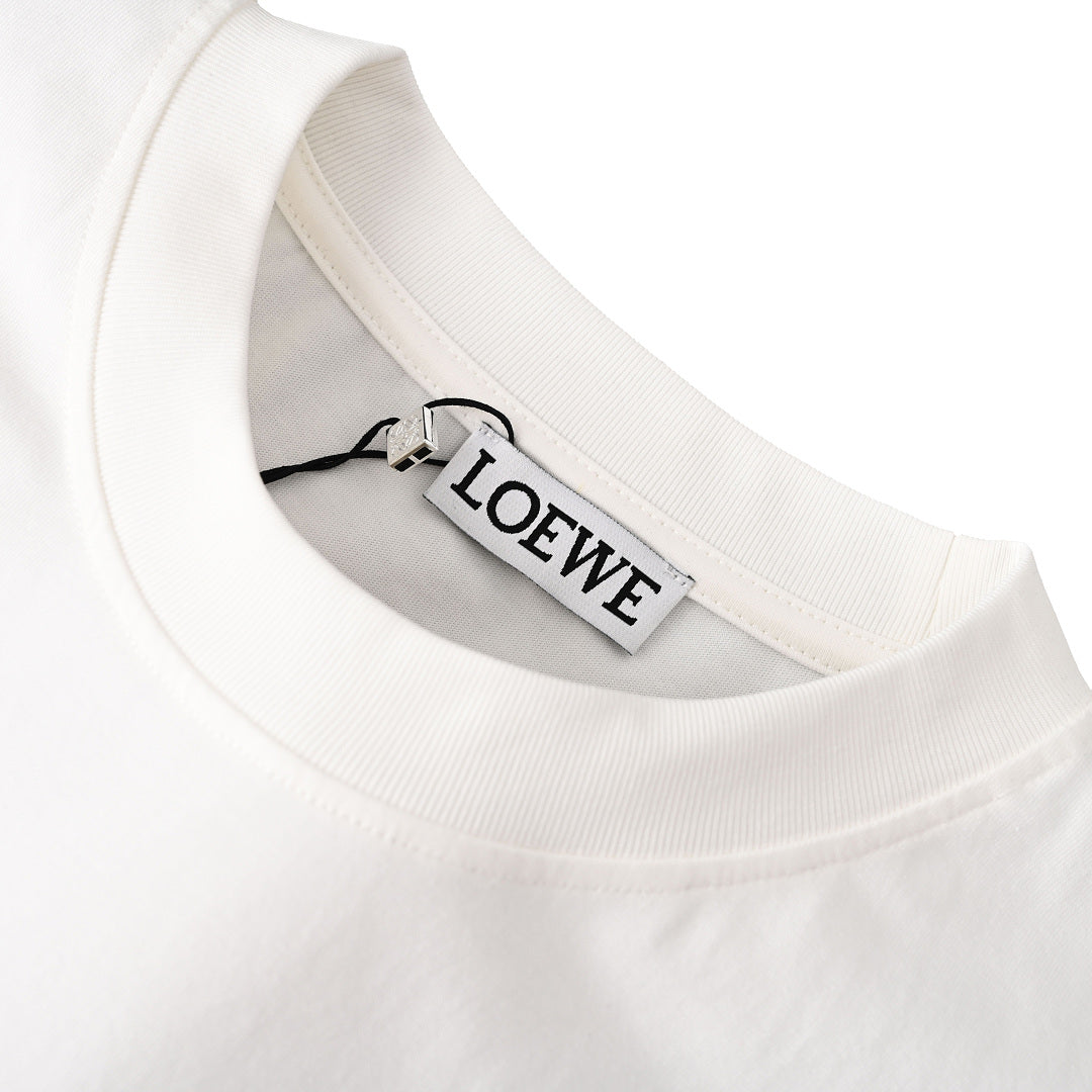 Loewe Neon-Embroidered Fluorescent Pink T-Shirt