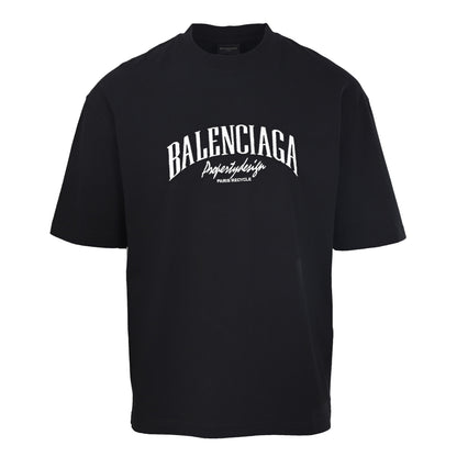 Balenciaga Distressed Logo Relaxed-Fit Cotton T-Shirt