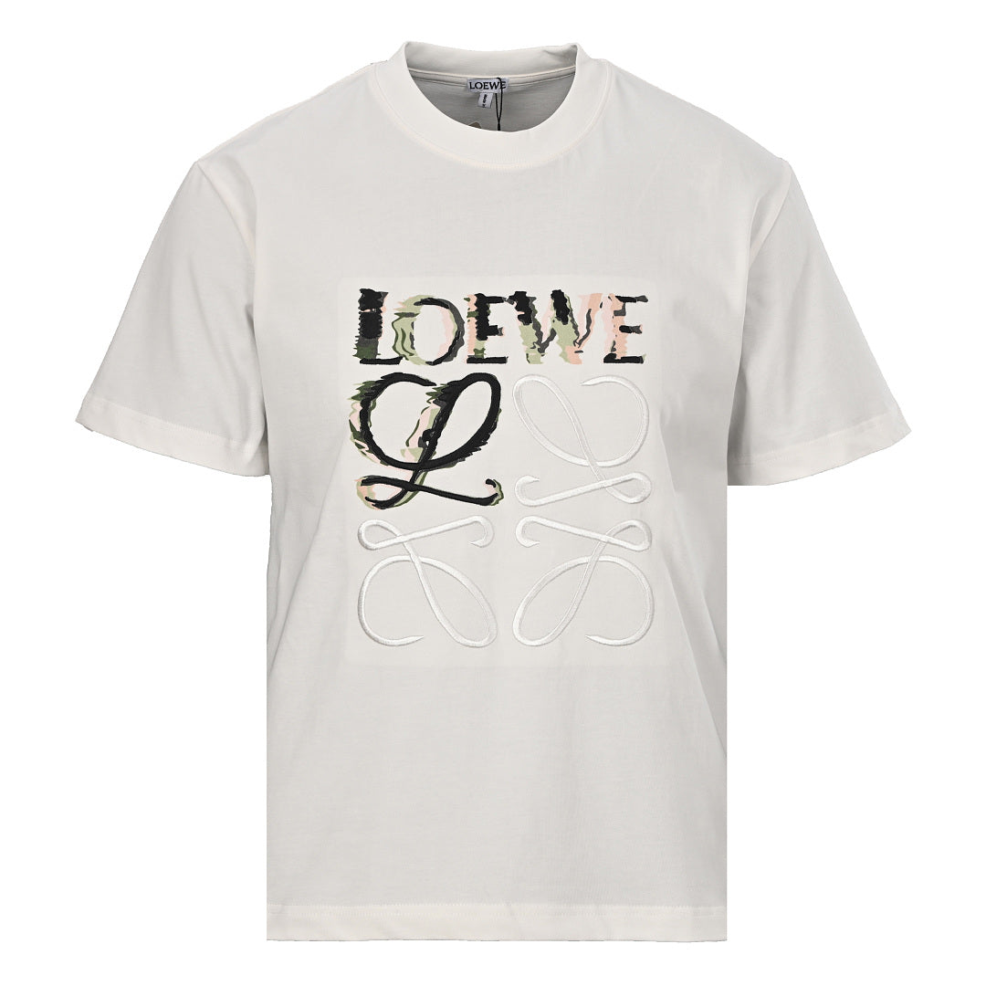 Loewe Camouflage Digital Print & Placement Embroidery Short-Sleeve T-Shirt