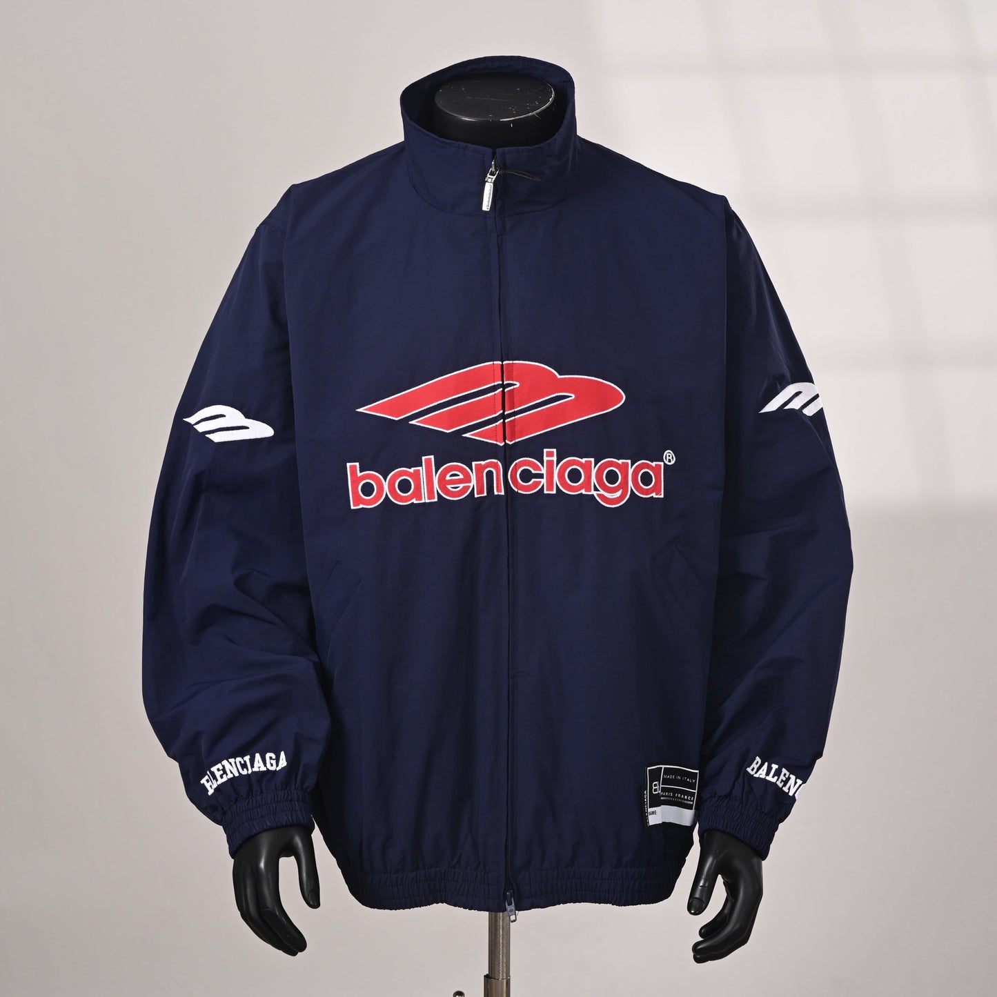 Balenciaga Paris Script Logo Embroidered Cotton Hoodie