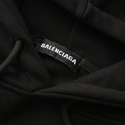 Balenciaga Large-Scale Logo Print Cotton Jersey Hoodie