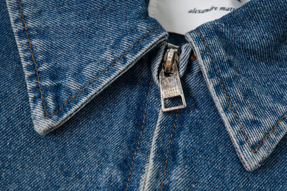 Ami Heart Logo Embroidered Denim Shirt 853