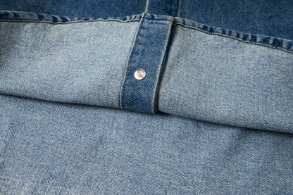 Ami Classic Heart Embroidered Cropped Denim Shirt 847