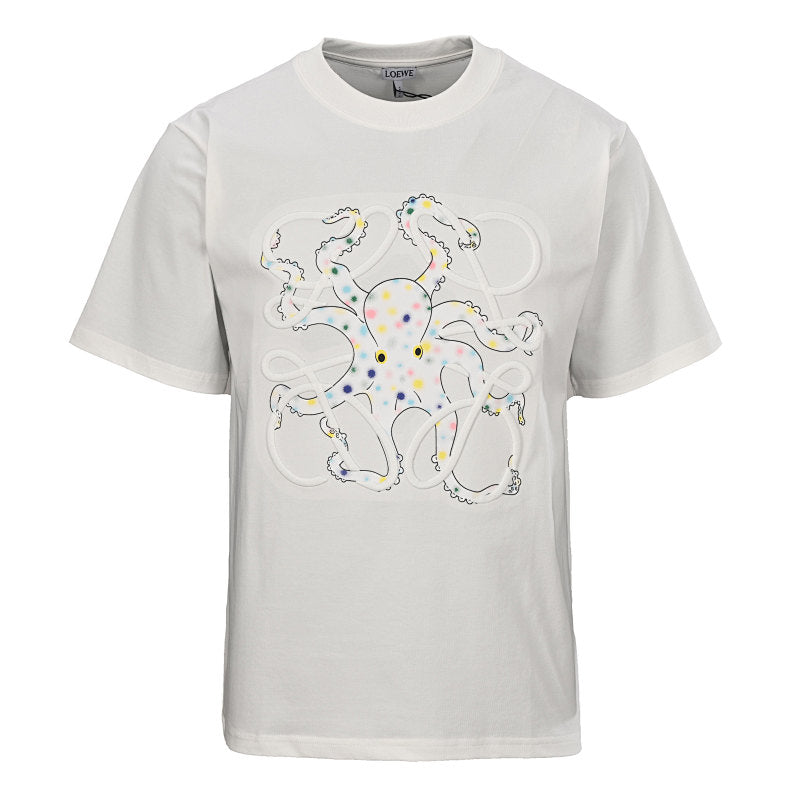 LOEWE Octopus Print and Anagram Embroidered T-Shirt