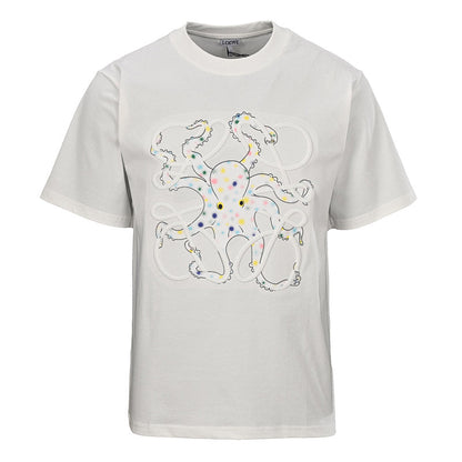 LOEWE Octopus Print and Anagram Embroidered T-Shirt