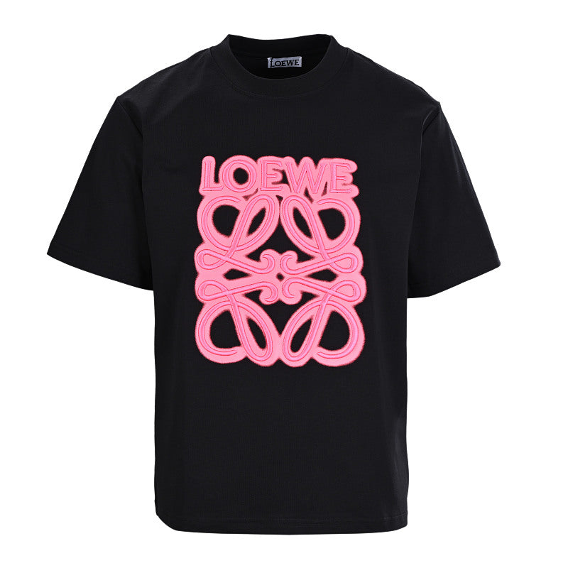 Loewe Neon-Embroidered Fluorescent Pink T-Shirt