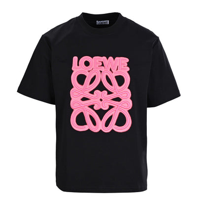 Loewe Neon-Embroidered Fluorescent Pink T-Shirt
